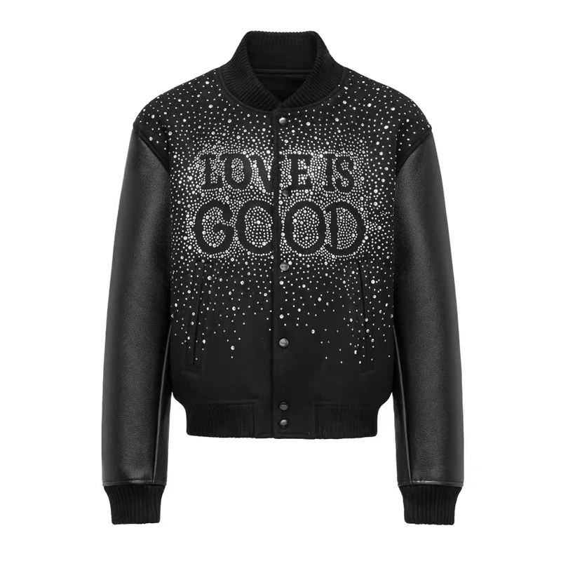 Goodbrand سترة الخريف/الشتاء عالية الجودة الحب هو جيد النجوم الساخن الماس سترات للعبة البيسبول معاطف الرجال النساء #1