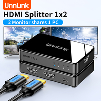 Unnlink 4K HDMI-compatible Splitter 1x2 Switch Video Distributor Dual Display for PS4/5 TV Box PC Projector Laptop Capture Card