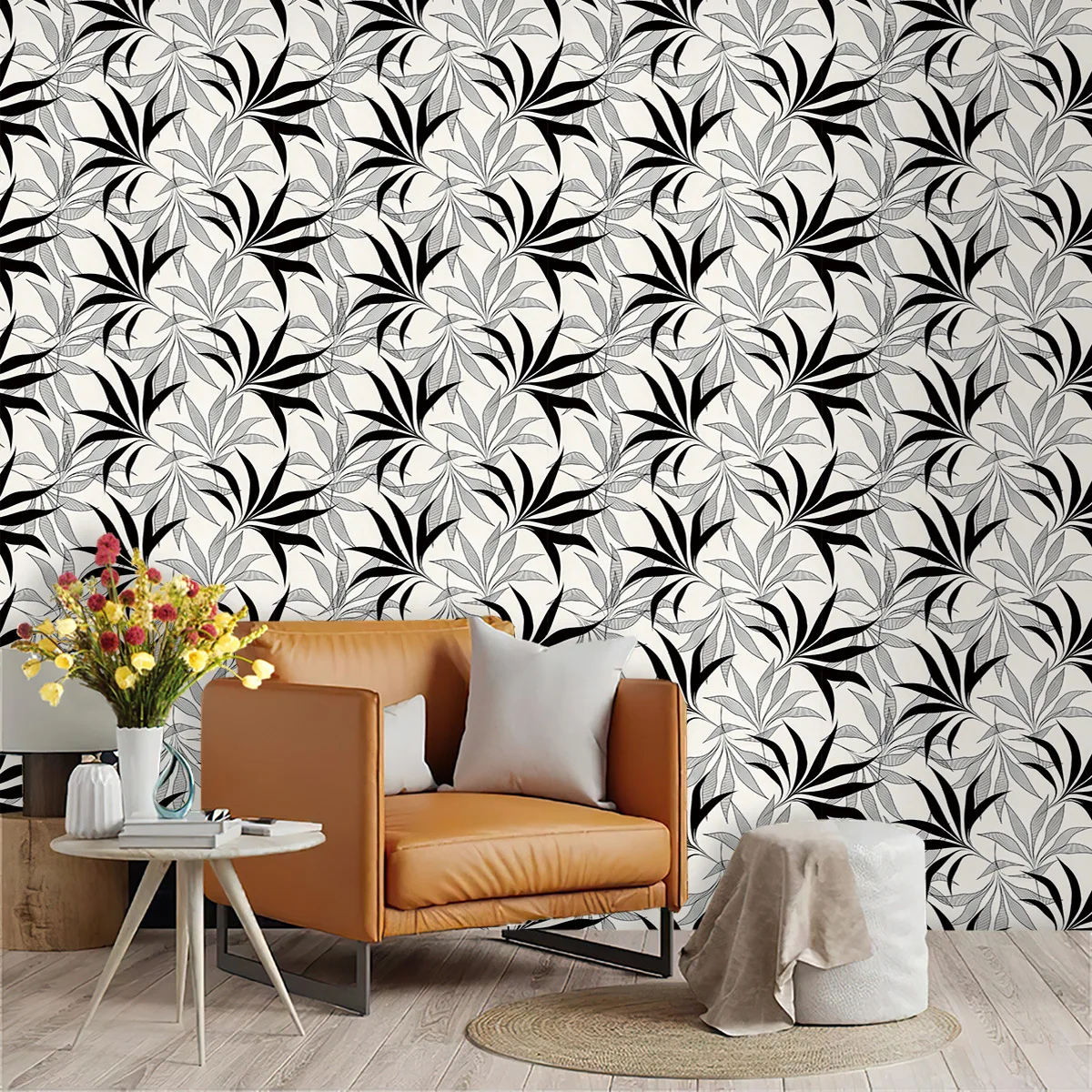 

Обои Leaf Boho Peel and Stick, самоклеящаяся виниловая контактная бумага с листьями для стен спальни, ванной комнаты