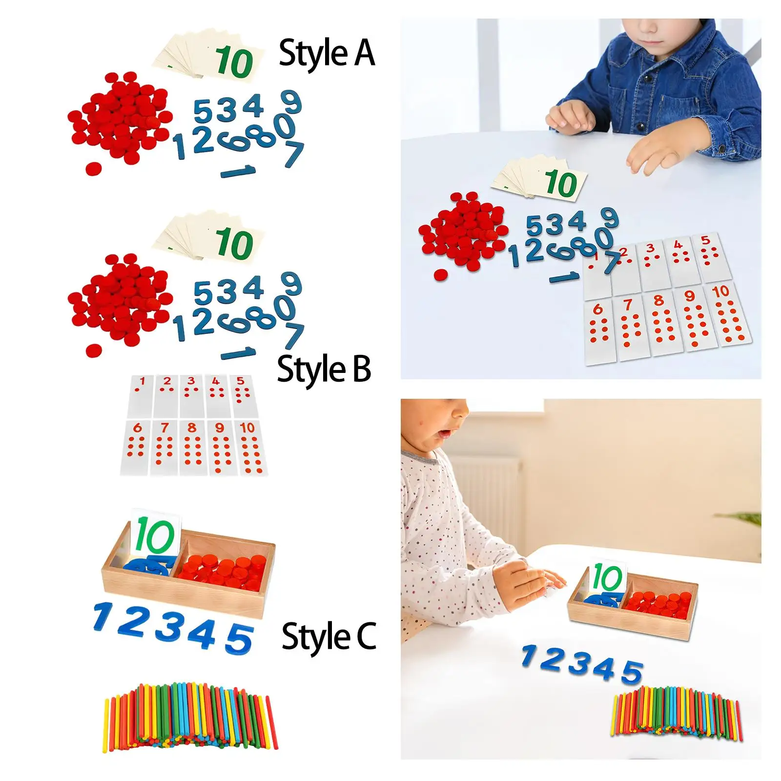 Tarjetas y contadores Montessori para niños, juego de matemáticas para contar números, material de enseñanza, preescolar, escuela en casa