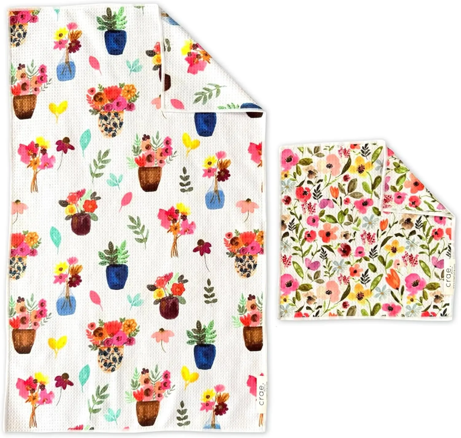 

Набор из 2 полотенец для рук и салфеток из микрофибры - двусторонние, вафельной вязки, супервпитывающие, без ворса