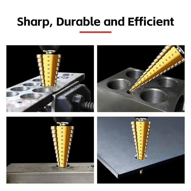 مجموعة لقم الثقب AAAC-Step، 3 قطع لقم ثقب من التيتانيوم، متري 4 مم إلى 32 مم HSS6542 لقم مخروطية للحفر للمعادن والخشب والبولي فينيل كلوريد