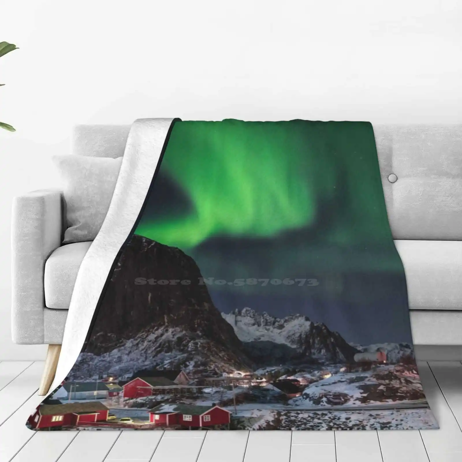 The Magic Of The Night Creative Design Light Thin Soft Flannel Blanket Norway Islands Lofotens Hamnoy Reine Eliassen Rorbuer