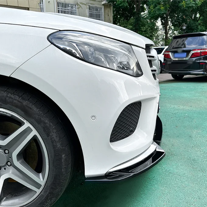 

CKMUUER ABS Material Car Front Bumper Lip Spoiler 3pcs for Benz GLE W166 GLE Coupe C292 AMG 2015-2018 Front Chin Spoiler