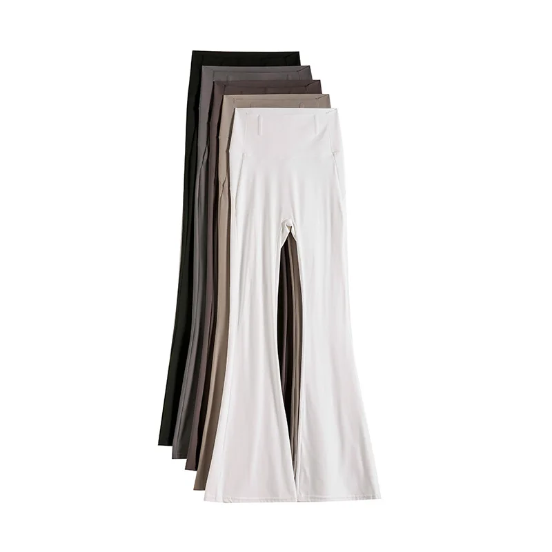 Calças de yoga de cintura alta de ajuste fino calças de casco de verão feminino sino fino bot micro queimado emagrecimento calças de base branca