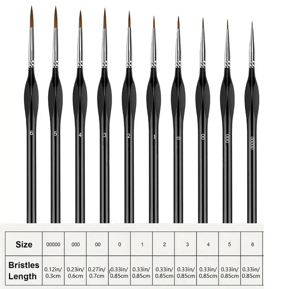 10 Pieces Fine Detail Paint Brush Miniature Painting Brushes Kit Mini Paints Brush Set for Acrylic, Watercolor, Oil, Face, Nail