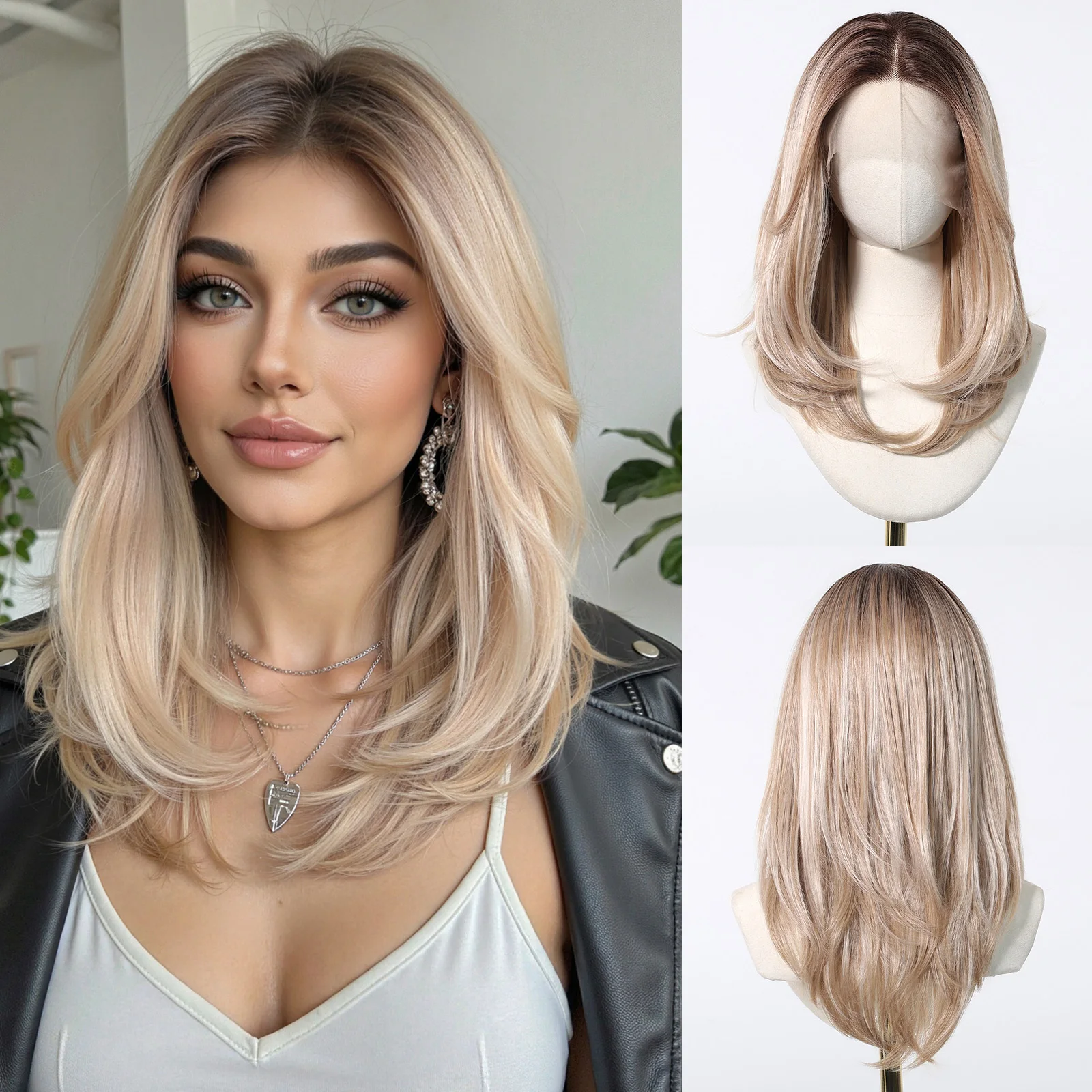 

Topshe Premium Realistic Lace Front Wig Hand-Tied Natural Hairline 180% Density Glueless Synthetic Hair Wigs for Women