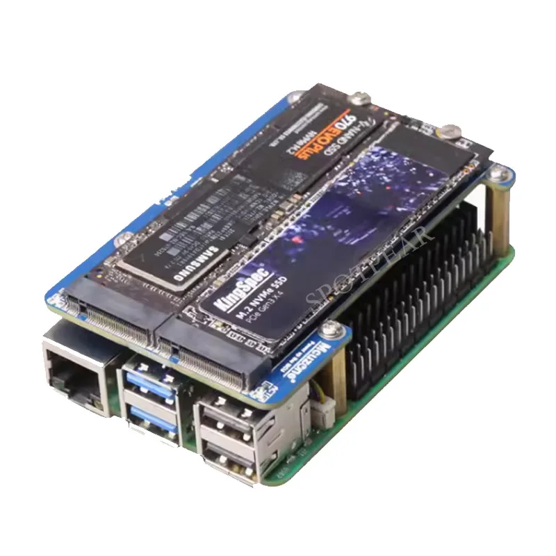 Pi5 Double 2280 Raspberry Pi 5 PCIe to M.2 NVMe Dual SSD Adapter Board HAT MPS2280D