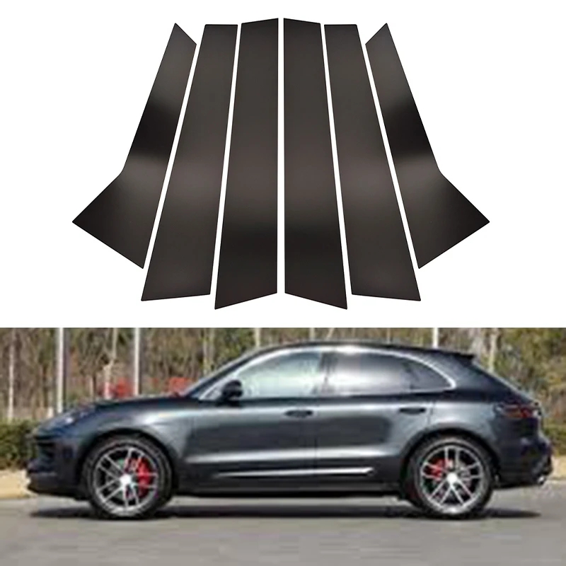 6Pcs Gloss Black Pillar Posts Fit For Porsche Porsche Macan 2014-2022 Door Side Decor Window Sitcker Cover Accessories