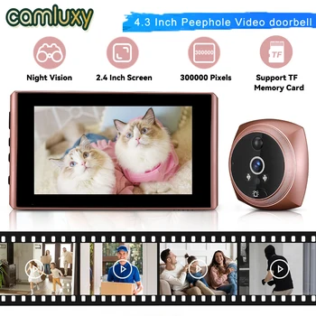 Camluxy 4.5 inch Wireless Peephole Doorbell Door Camera Night Vision 140° HD Motion Detection Monitor Security Protection