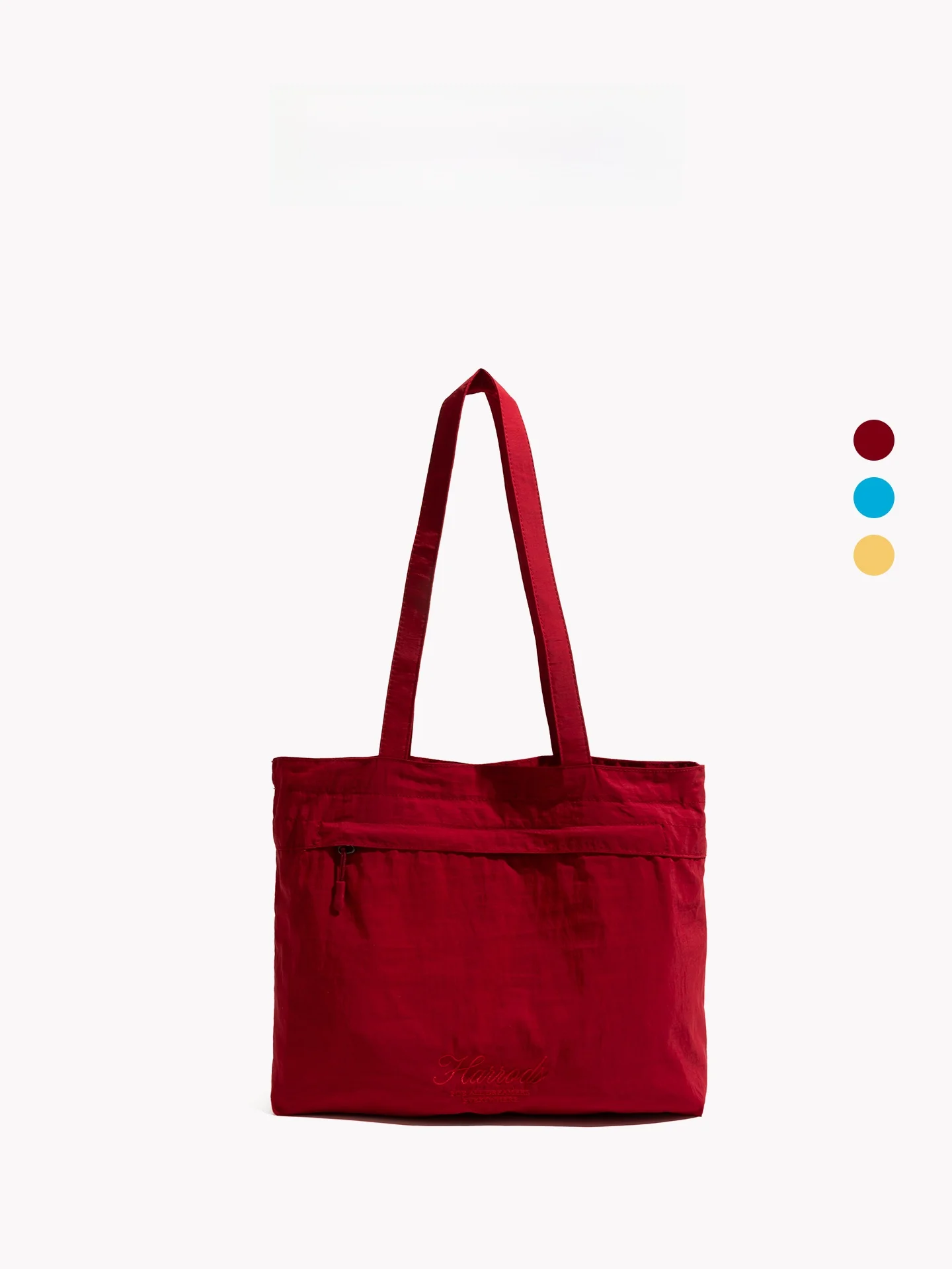 

Orange Girl Red Nylon Tote Bag Large Capacity Zipper Single Shoulder Bag Lightweight Commuter Casual Handbag Soft Square Shape
