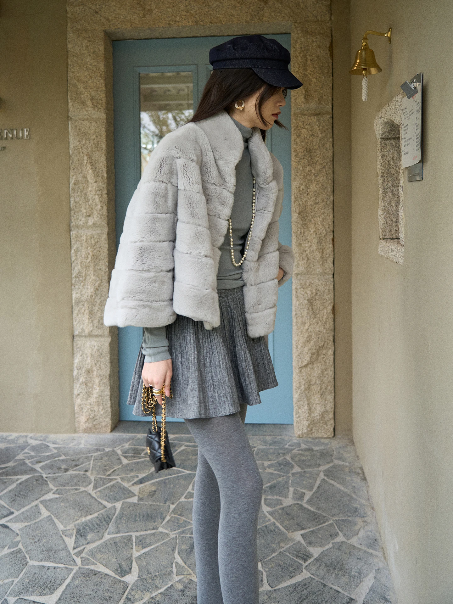 Ele Batwing Sve Cuirass Bovenkleding Bont van hele huiden Konijnenbont TextureSi Ins Sle Jeugdige en verfijnde jas