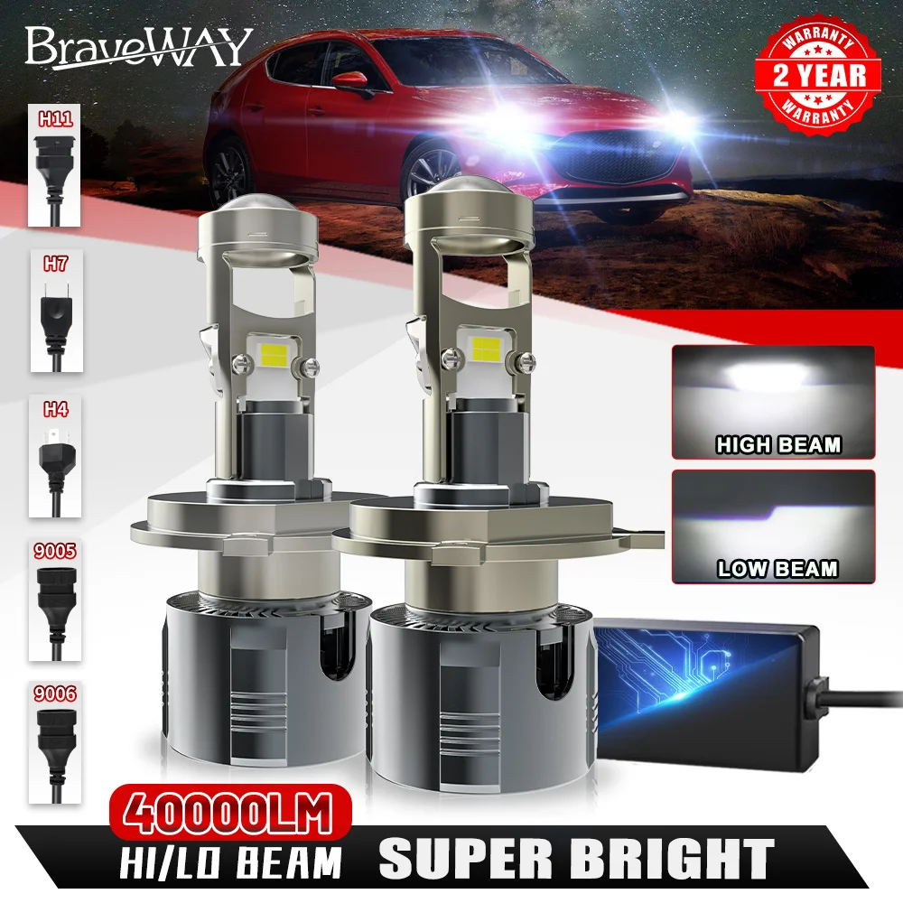 

HAOLIDE 2PCS H4 9005 9006 H7 LED Light Bar 6500K White Driving Light Led Projector Lenses Hi/Lo Beam Super Bright off-road use