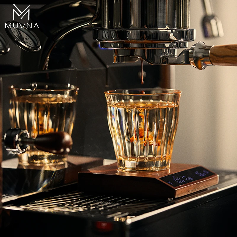 MUVNA 0.1/g مقياس قهوة احترافي عالي الدقة من الخشب الصلب/مقياس إلكتروني مشطوف مقياس إلكتروني إسبريسو