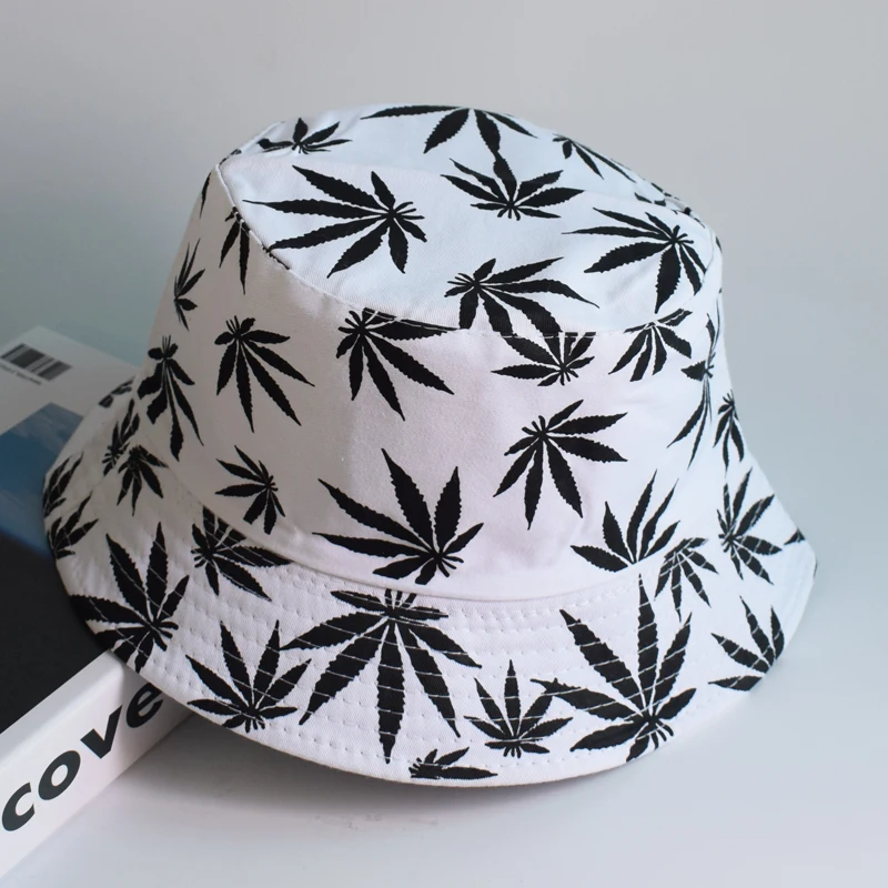 Summer Fisherman Hat  leaf  Bucket Hat men Women Outdoor weed  Panama Fashion Foldable bob Casual travel Fishing Cap