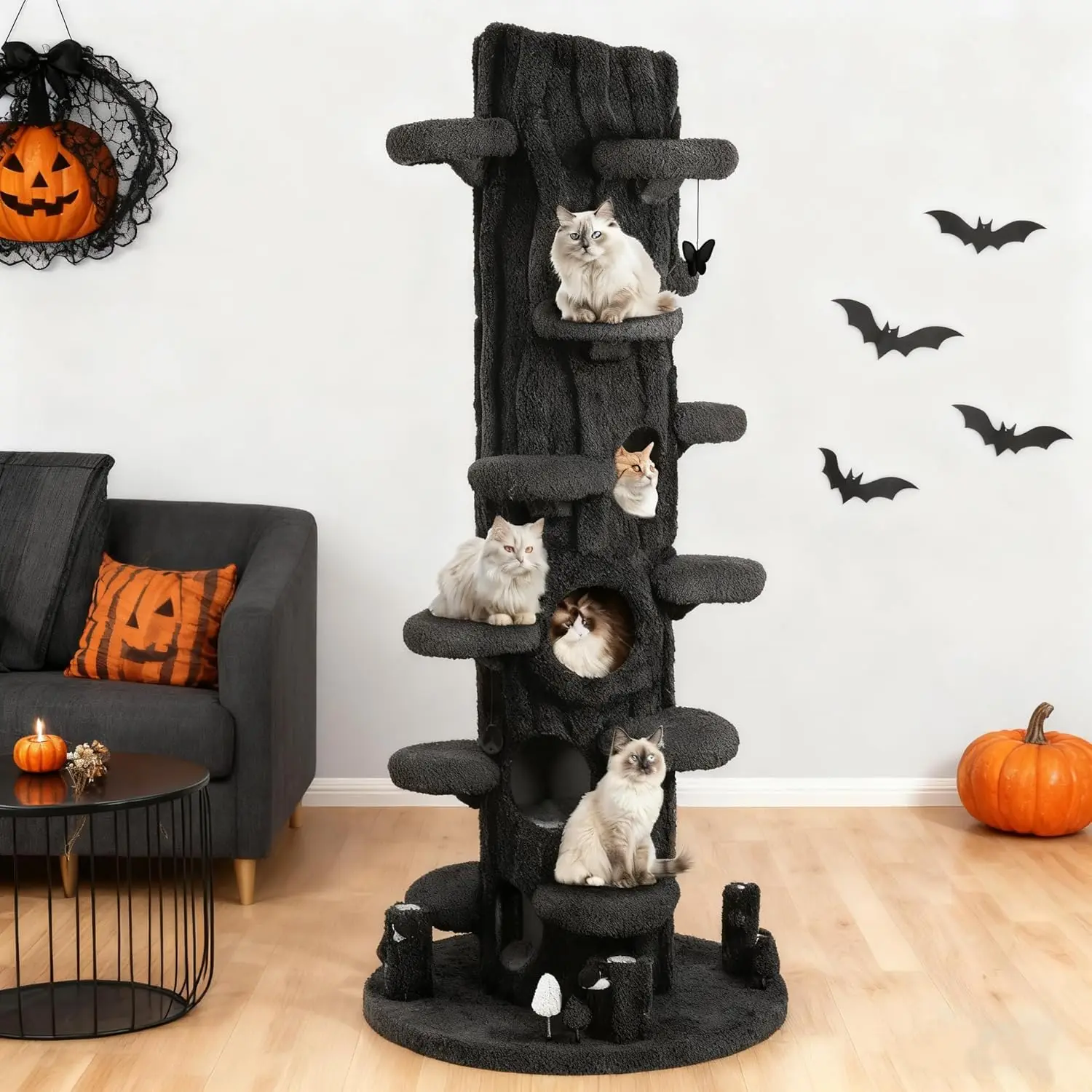 

90.5" Tall Cat Tree for Indoor Cats, Large Cat Tower with Luxury Cat Condo, Cat Tree Tower with Soft Cushion,, Customized