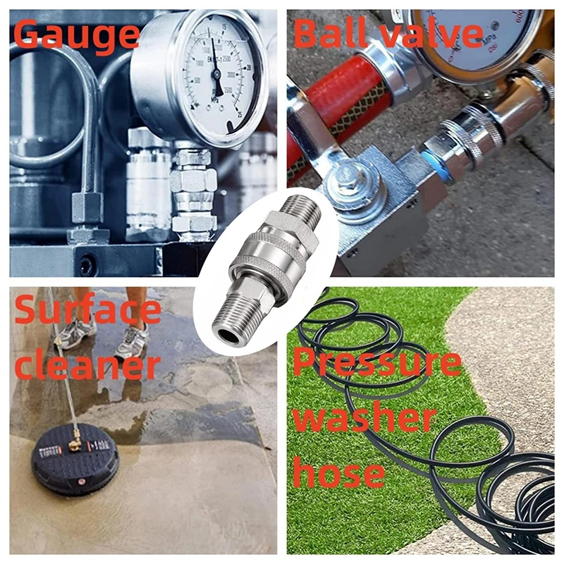 مقرنة غسالة الضغط 1/4 بوصة من الفولاذ المقاوم للصدأ تركيبات توصيل سريعة ملحقات ذكر وأنثى مع خيط خارجي داخلي