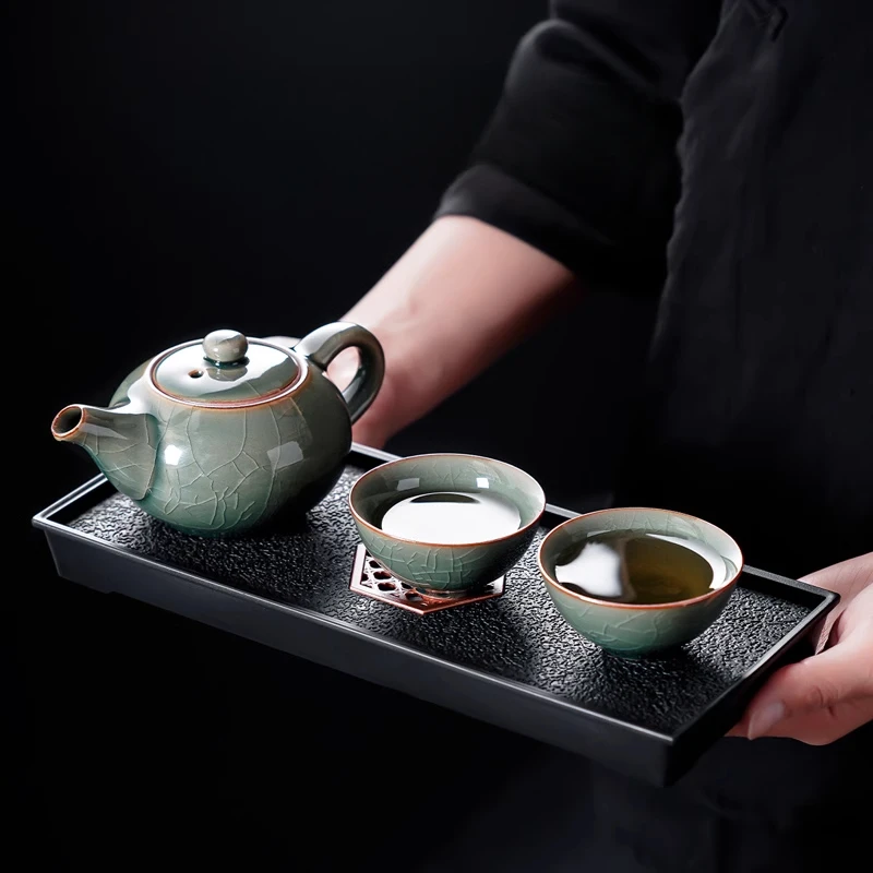 

Чайный сервиз кунг-фу для дома, один горшок, две чашки, чайная тарелка, маленький керамический чайник, чайные чашки, персональные маленькие наборы для путешествий в отеле