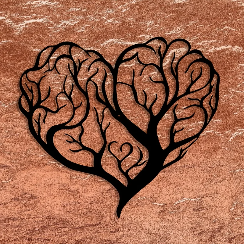 Abstract Heart Tree Iron Wall Art Elegant Metal Plaque Living Room Bedroom Patio Office Courtyard Rustproof Gift Ornament