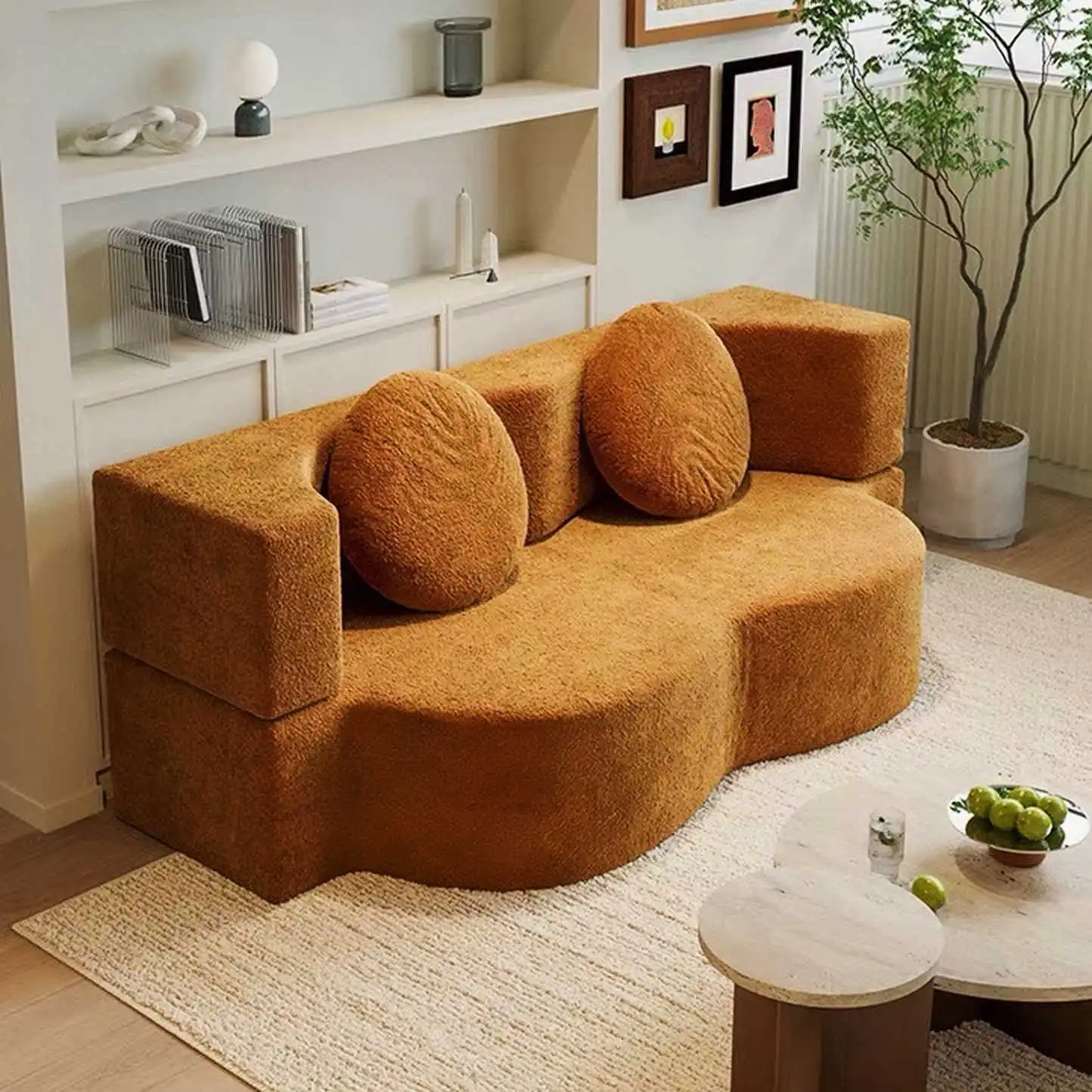 Pure Sponge, Vacuum Compression Sofa,  Fully Removable and Washable  Retro Style, Double Occupancy Foldable Modular Sofa Bed