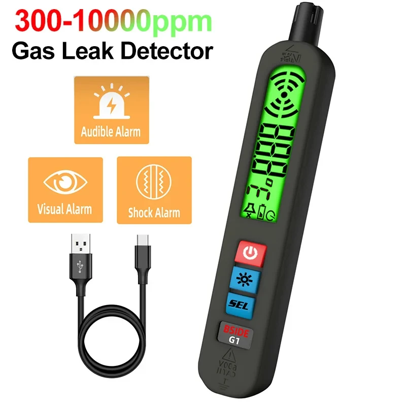 G1 Professional Gas Leak Detector  Combustible Natural Co2 Flammable Alcohol LPG Methane Analyzer with Audible Visual Alarm