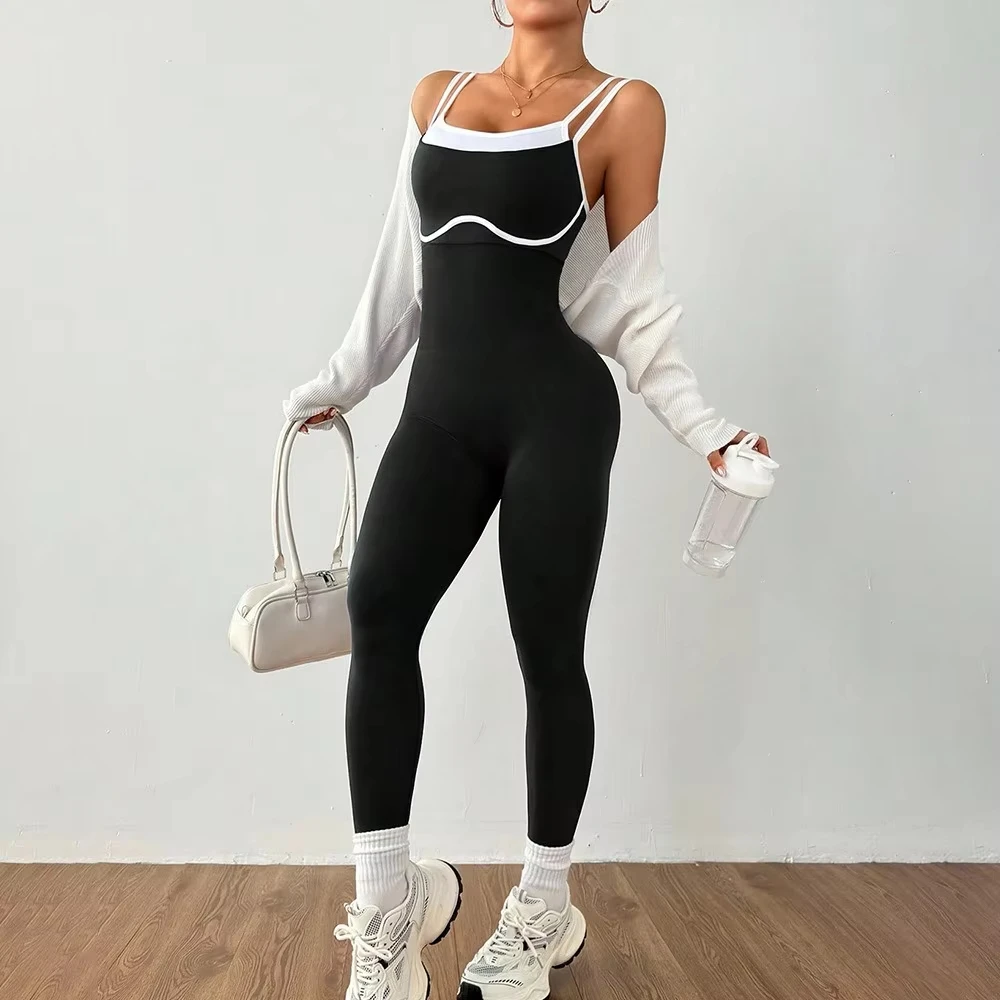 Women's Quick-Dry Fitness Yoga Bodysuit Tight Outdoor Sports One-Piece Comfortable Yoga Top for Active Wear