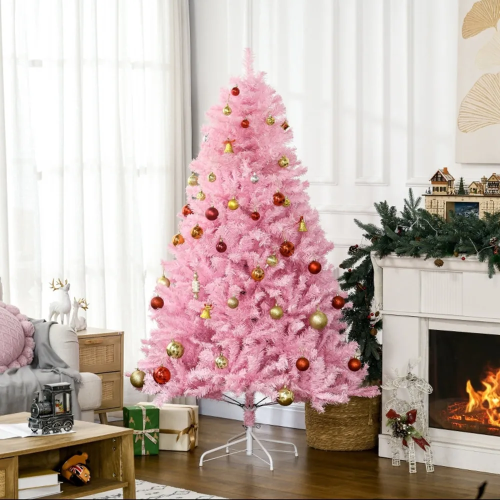 Pink Christmas Trees, with Auto Open, Steel Base, Wide Shape