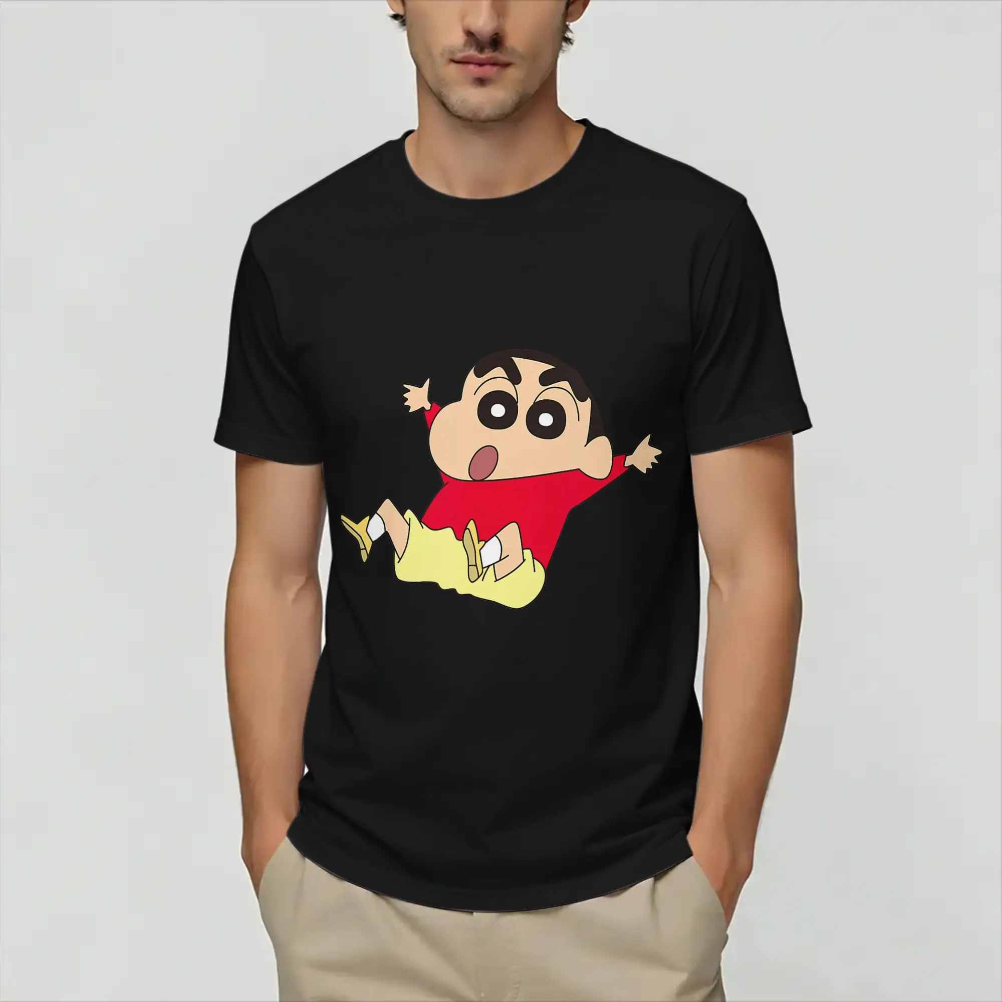 c crayon shin chans  T Shirt Summer  Popular T Shirts Men's Pure Cotton O Neck Oversized Tees Short Sleeve Streetwear Tops