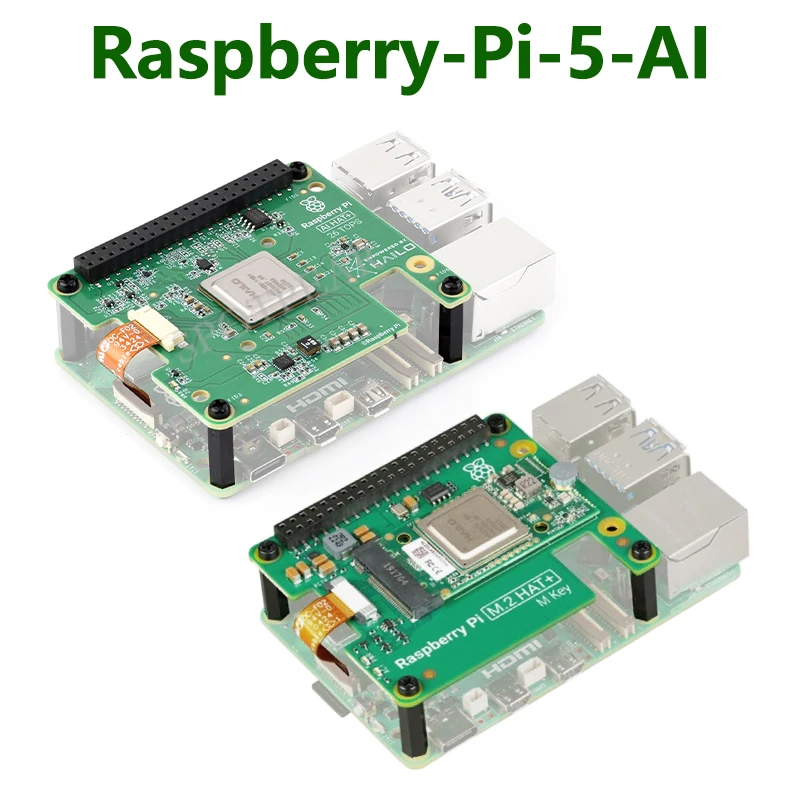 Raspberry Pi 5 AI HAT+ Official Original Hailo8l PCIe M.2 HAT+ 13Tops/26Tops  AI Kit Board For Pi5