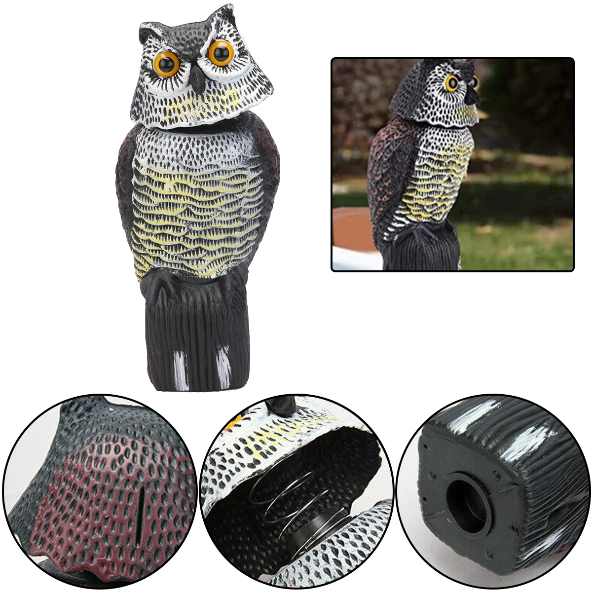 

1pcs Owl Bird Deterrent Garden Plastic Owls to Keep Birds Away Waterproof Sunscreen Owl to Scare Birds Away Fake Owl for Birds