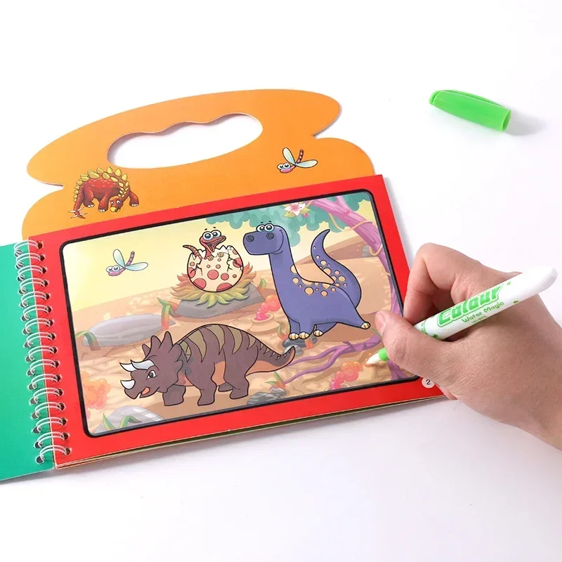 Livro mágico de pintura a água para crianças, brinquedos educativos infantis, desenho mágico reutilizável, livro para colorir para crianças, brinquedos montessori