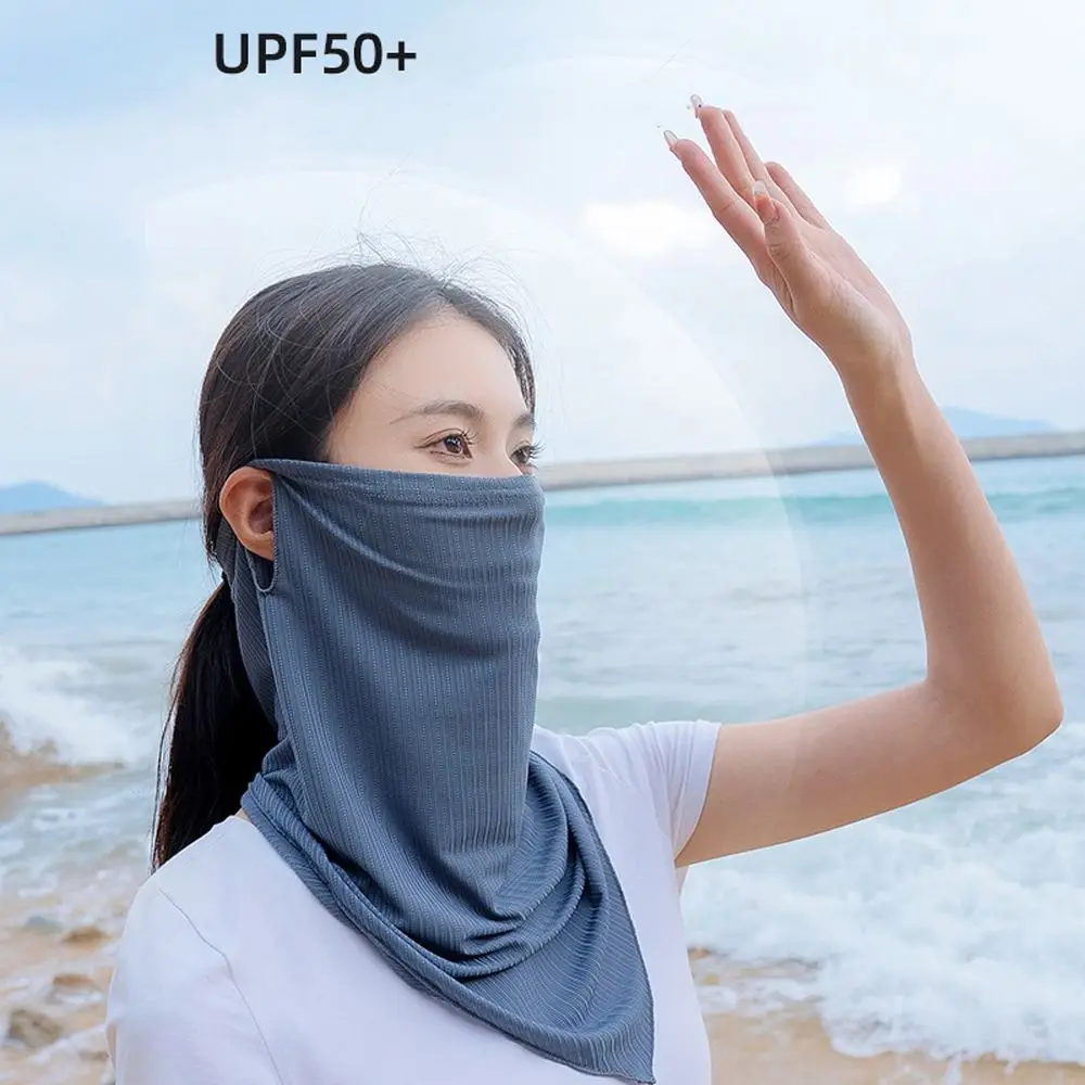 

Scarves Face Gini Mask Sun Protection Sunscreen Veil Men Fishing Face Mask Womne Neckline Mask Ice Silk Summer Sunscreen Mask