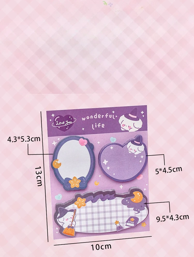 20 pcs Wholesale Cute Cartoon Special-shaped Sticky Notes Ins Aesthetic Learning Marker Memo Pad Reusable N Times Tear Notepad