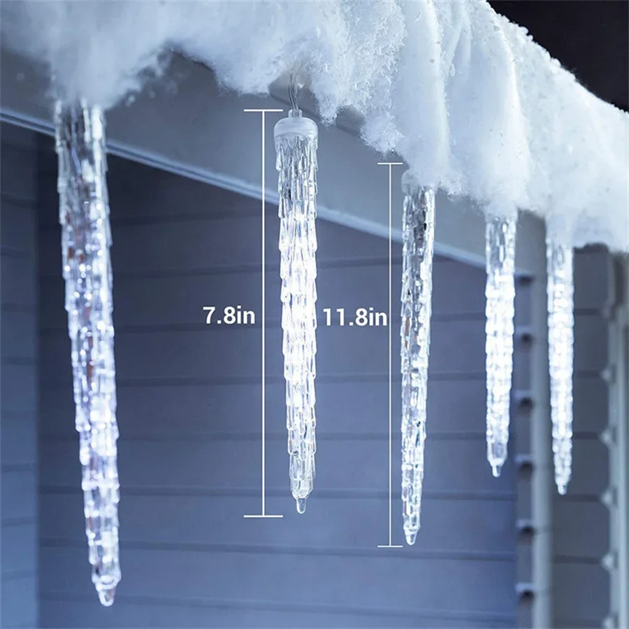 Christmas Icicle Lights 20 Tubes 90 LED 8 Modes Connectable Icicle Light Meteor Shower Rain Light for Holiday Patio Decor