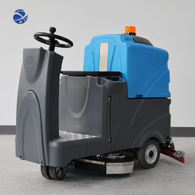 Commercial Dual-Brush Floor Scrubber Ride-On Design คุณภาพสูง 24V มอเตอร์ไฟฟ้าที่มีประสิทธิภาพทําความสะอาดร้านอาหารโรงแรมใหม่