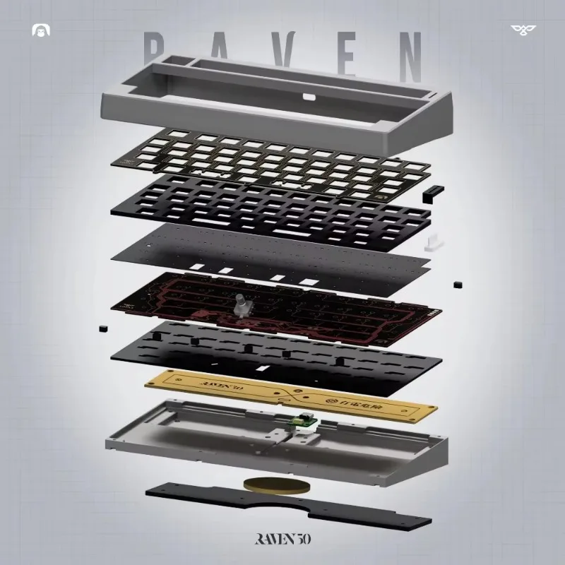 Raven50 Mechanical Keyboard Kit Keyboard Gasket Custom Single Key Slotting Bluetooth Wireless 3Mode Keyboard Kit PC Accessories