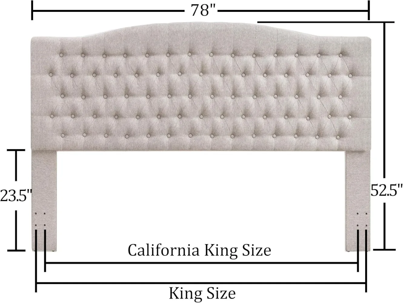 Linen Upholstered King/Cal King Headboard, Tufted Button Headboard for King/Cal King Bed, Neutral Curved Integrated Design