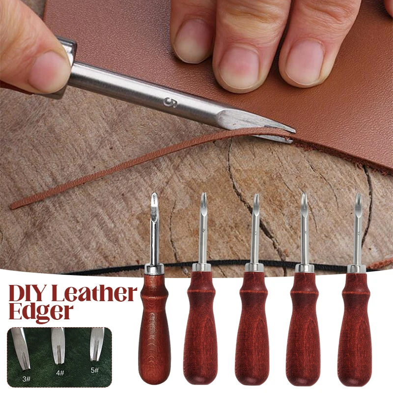 Leather Craft Edge Beveler Skiving Beveling Knife Wooden Handle Edger Shovel Hand-made Craft Knife Blade DIY Leather Tools