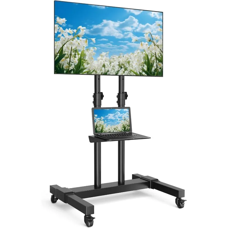 

Mobile TV Stand Rolling Cart with Tilt Mount/Locking Wheels for 40-83 Inch Flat Screen/Curved TVs up to 110lbs