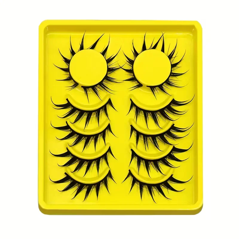 6 Paar Cartoon-Wimpern, Katzenaugen-Wimpern, 3D-natürliche falsche Wimpern, flauschig, weich, gekreuzt, intelligente natürliche Wimpernverlängerung, Makeu – Detail 2