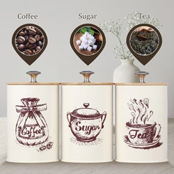 3Pcs Kitchen Storage Box Metal Tea Coffee Sugar Storage Jars With Bamboo Lid Food Canister Set Sealing Kitchen Storage Supplies