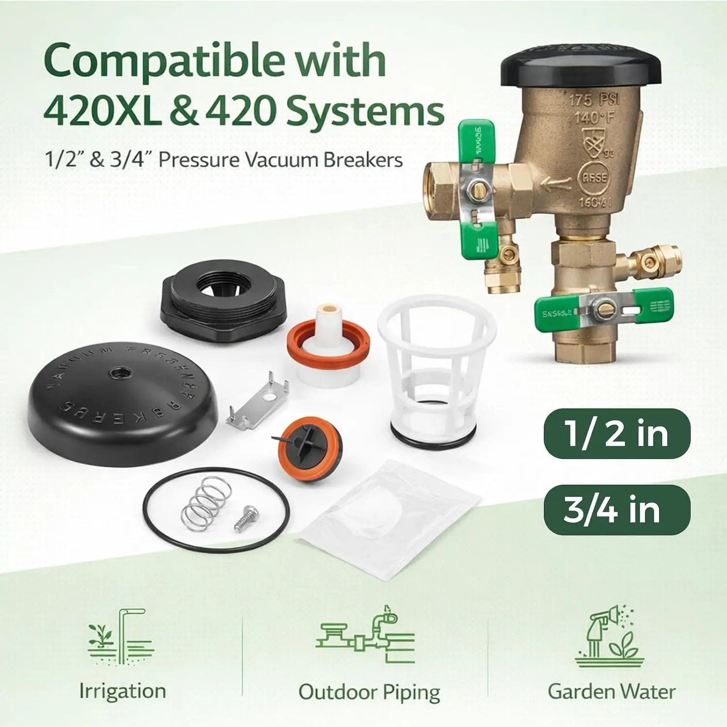 RK12-420 Repair Kit, Compatible with Zurn Wilkins 420 and 420XL Pressure Vacuum Breaker, Fits 1/2 inch - 3/4 inch Models (PVB)