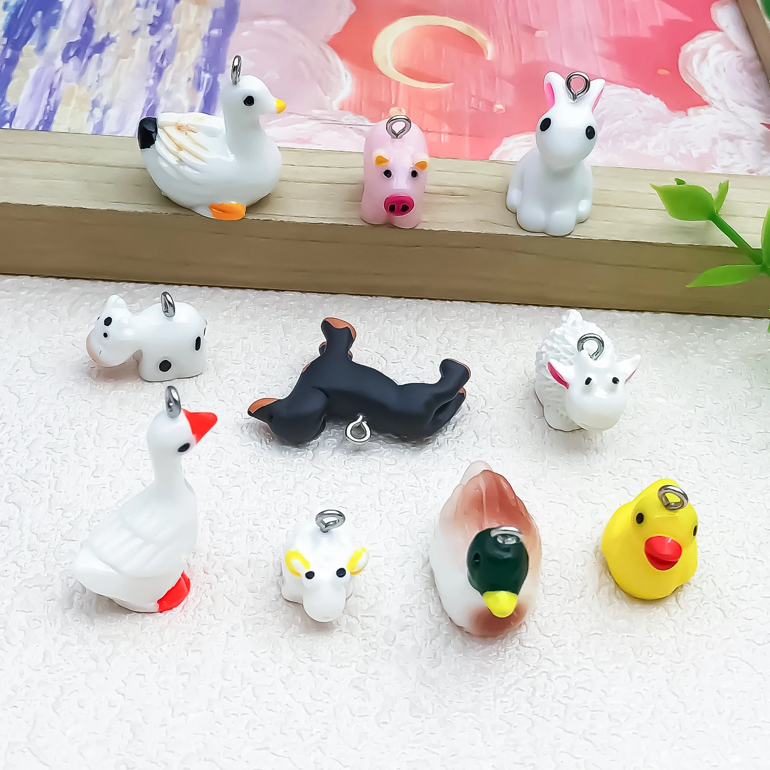 6/10pcs Resin Stereo Animal Series Chams Pendant Suitable for Earrings Necklaces Schoolbag Pendants Key Chain Making Accessories