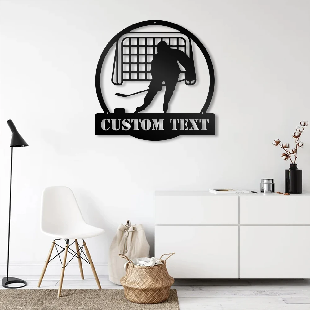 

1pc Ice hockey power New Design Customized Text Metal Wall Signs Metal Wall Plaque For Home Decor Living Room Bedroom