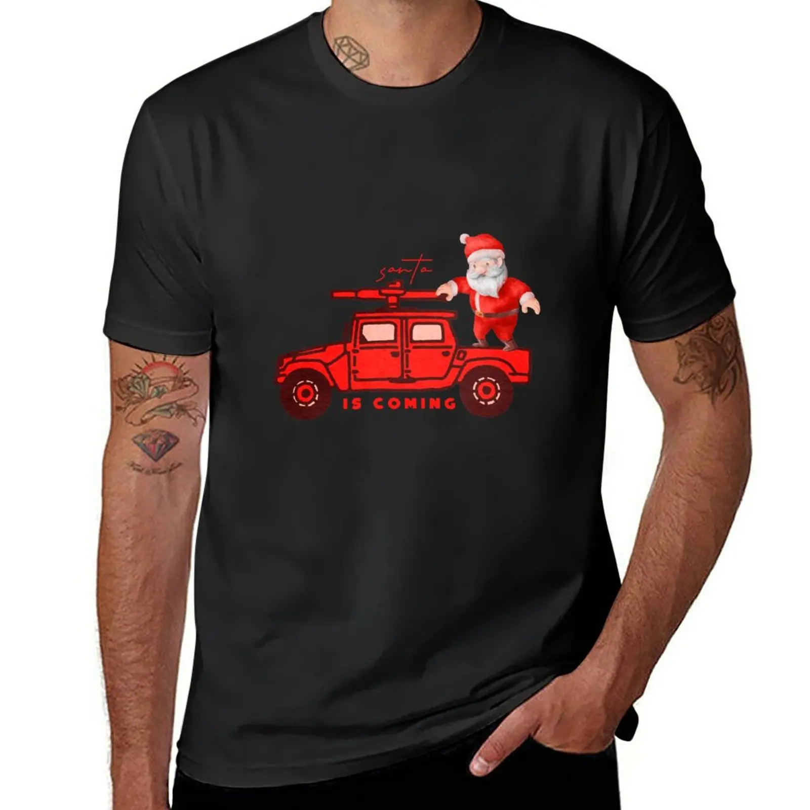 

santa is coming with the gun T-Shirt sublime t shirt quick drying shirt man clothes mens t shirts casual stylish