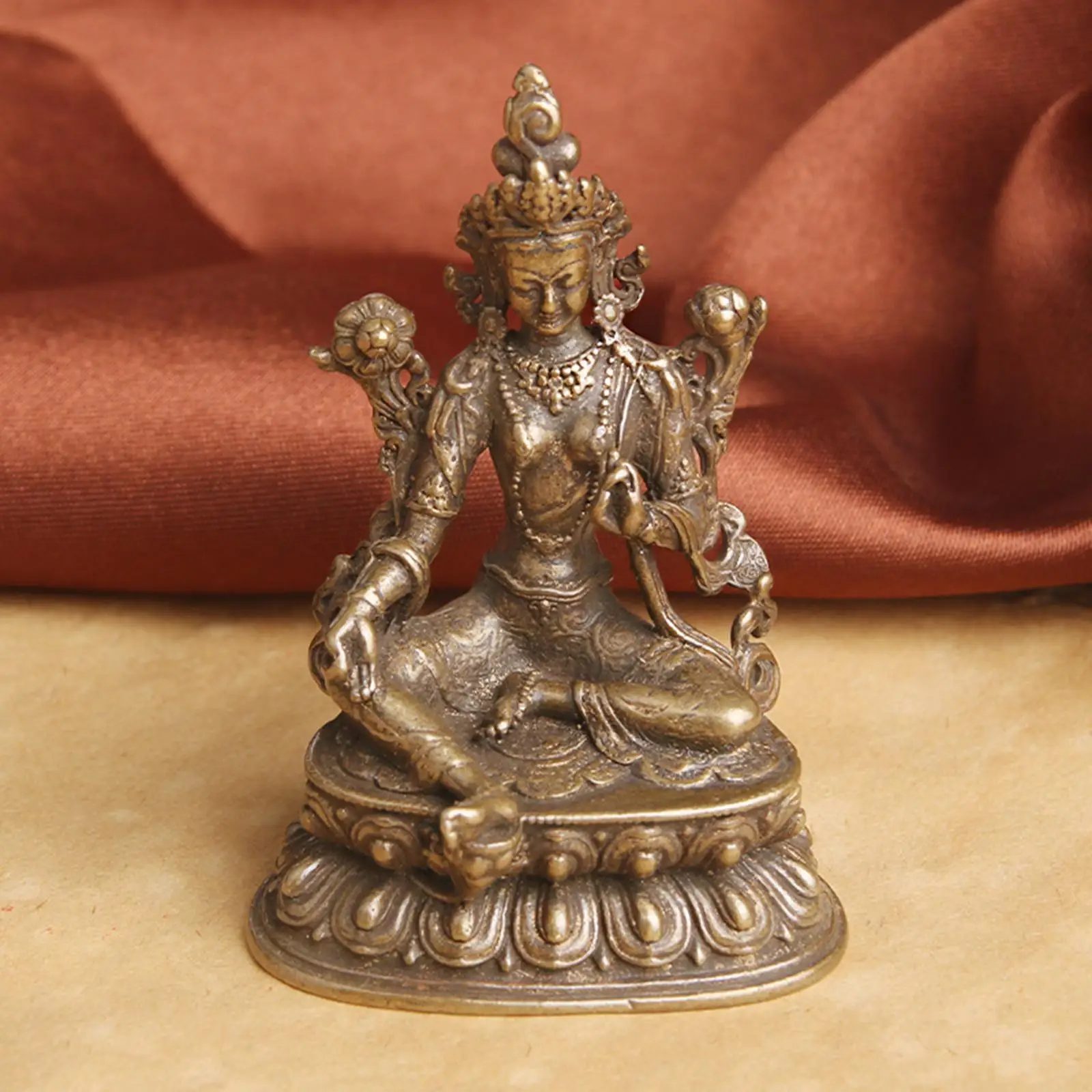 Small Buddha Statue Sculpture Buddhist Figurine for Office Cabinet Shelf