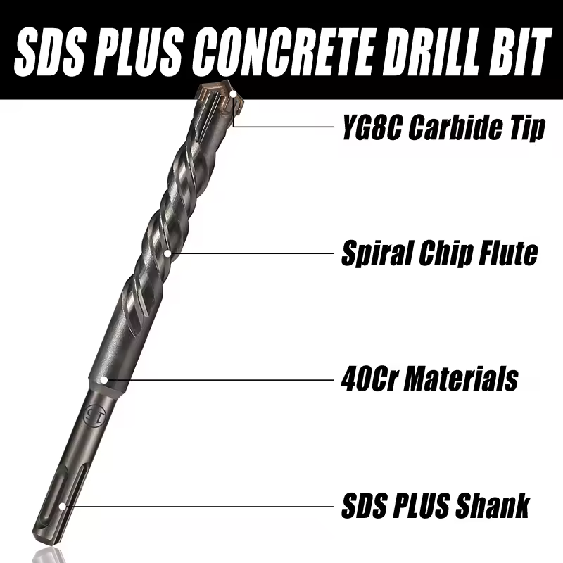 Extended Cross Electric Hammer Drill 110-500mm SDS Plus Through Wall Reinforced Concrete Hard Alloy Four Blade Impact Drill Bit - Image 3