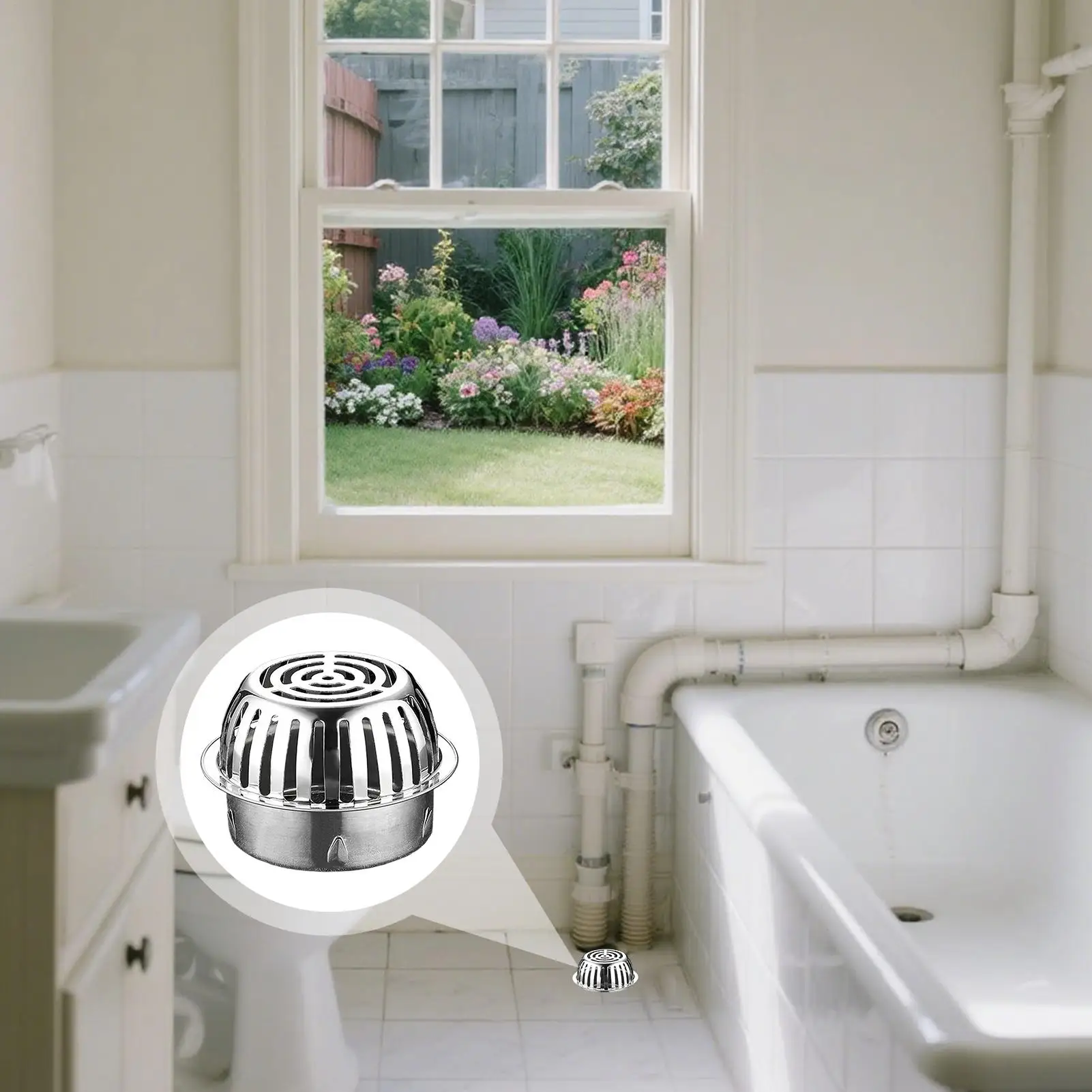 

Крышка слива пола, сито для раковины, куполообразный уловитель волос, очиститель из нержавеющей стали для подвала, ванная комната, двор, сад, балкон