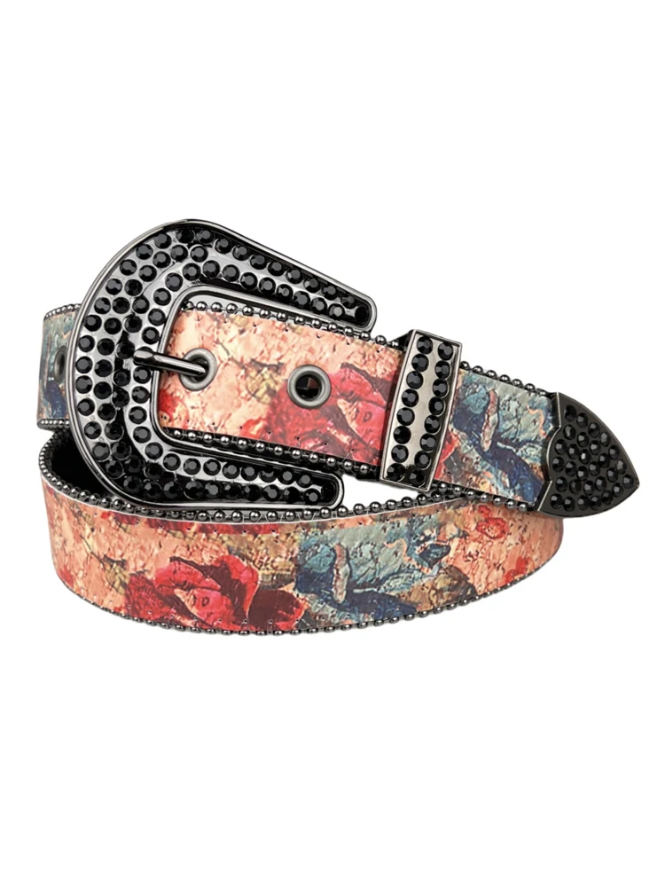 

Colorful Western Water Diamond Fashion Belt Personalized Denim Men's and Women's Jeans Belt