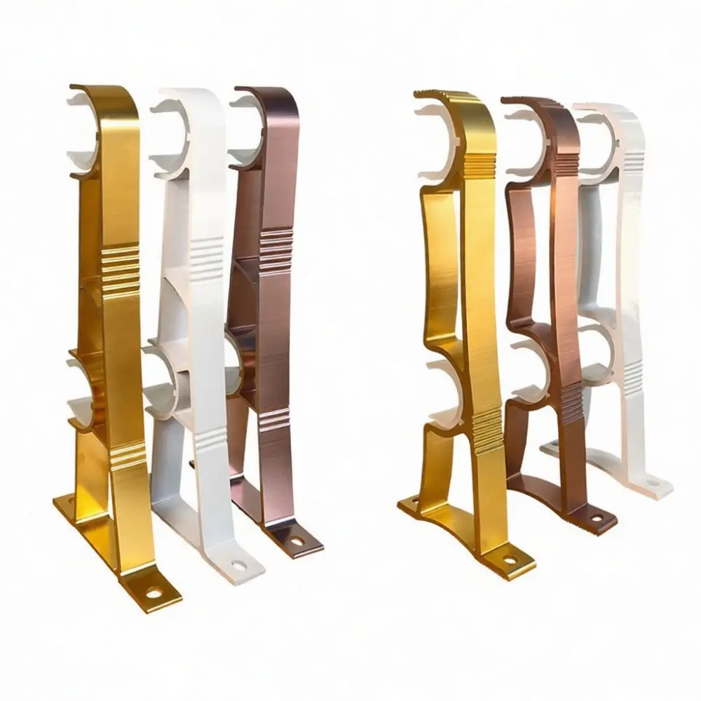 Reinforced Aluminum Curtain Pole Bracket Heavy Duty Wall Ceiling Mount Holder For Single Double Drapery Rod Accessory